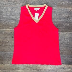 NWT Molly Bracken Le Soir Vivid Pink Tank Top with Gold Accents sz medium M B166